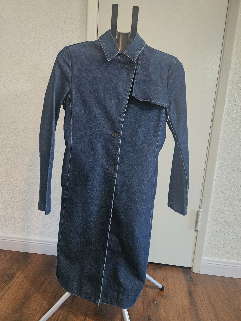 Sergio Valente Dark Blue Long Sleeve Denim Coat Dress